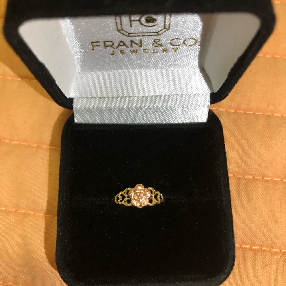 10k Solid Gold Yellow & Rose Gold Flower Ring (FC 38)